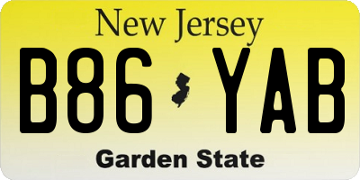 NJ license plate B86YAB