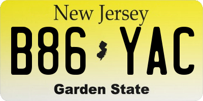 NJ license plate B86YAC