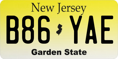 NJ license plate B86YAE