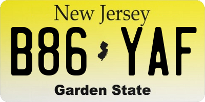 NJ license plate B86YAF