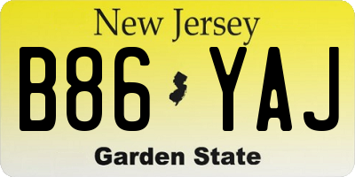 NJ license plate B86YAJ