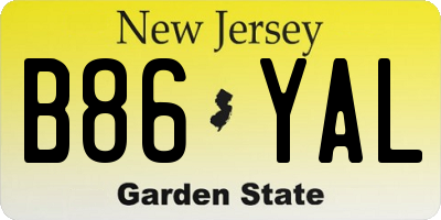 NJ license plate B86YAL