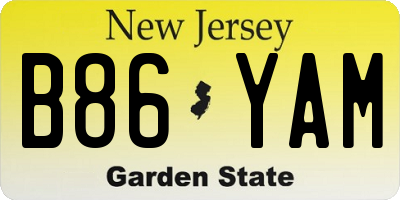 NJ license plate B86YAM