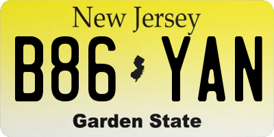 NJ license plate B86YAN