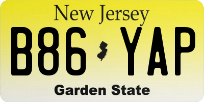 NJ license plate B86YAP