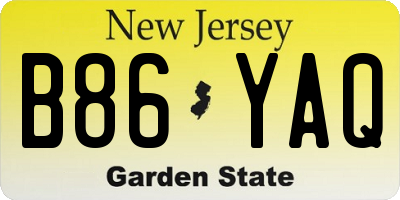 NJ license plate B86YAQ