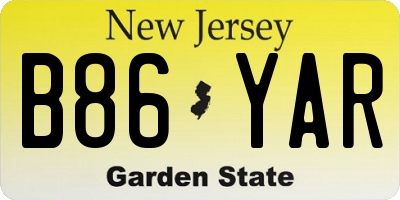 NJ license plate B86YAR