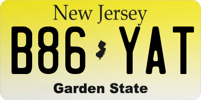 NJ license plate B86YAT