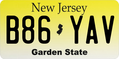 NJ license plate B86YAV