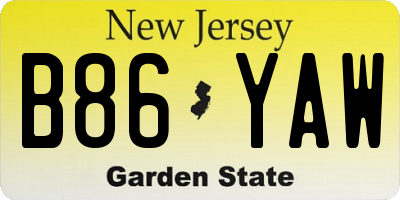 NJ license plate B86YAW