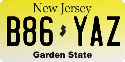 NJ license plate B86YAZ