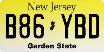 NJ license plate B86YBD