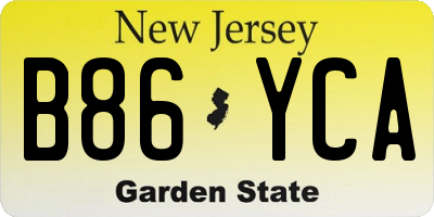 NJ license plate B86YCA
