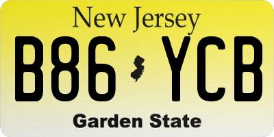 NJ license plate B86YCB