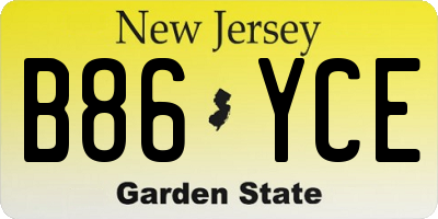 NJ license plate B86YCE