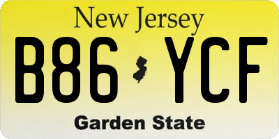 NJ license plate B86YCF