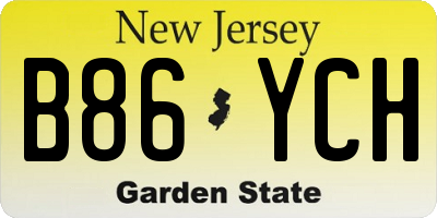 NJ license plate B86YCH