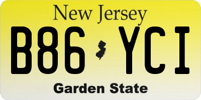NJ license plate B86YCI