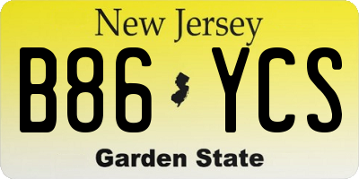 NJ license plate B86YCS