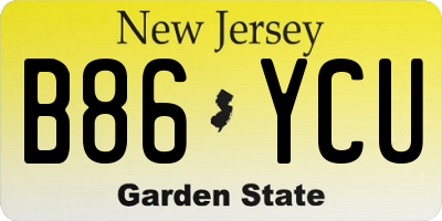 NJ license plate B86YCU