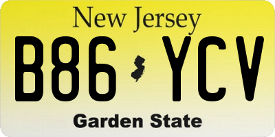 NJ license plate B86YCV