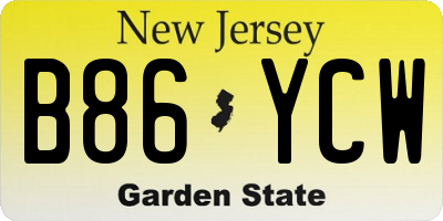 NJ license plate B86YCW