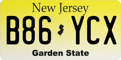 NJ license plate B86YCX