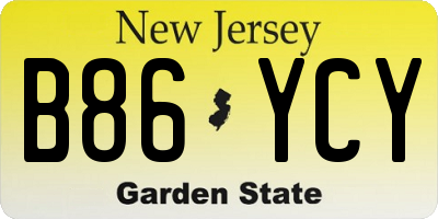 NJ license plate B86YCY