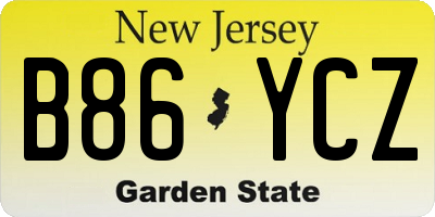 NJ license plate B86YCZ