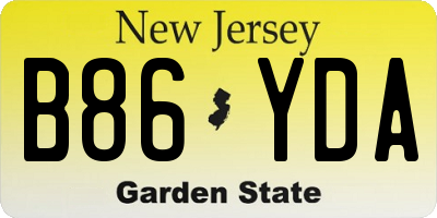 NJ license plate B86YDA