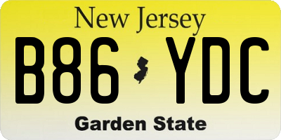 NJ license plate B86YDC