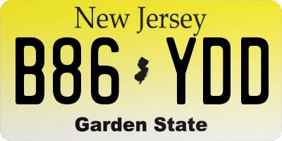NJ license plate B86YDD