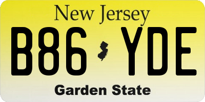 NJ license plate B86YDE