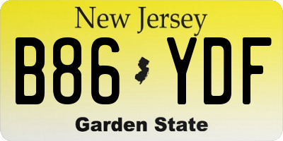 NJ license plate B86YDF