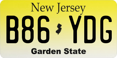 NJ license plate B86YDG