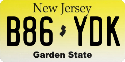 NJ license plate B86YDK