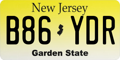 NJ license plate B86YDR