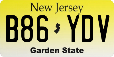 NJ license plate B86YDV