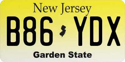 NJ license plate B86YDX
