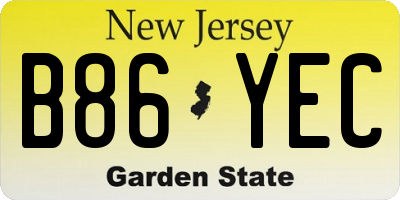 NJ license plate B86YEC