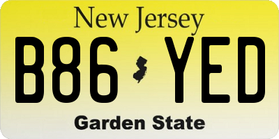 NJ license plate B86YED