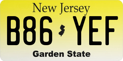 NJ license plate B86YEF