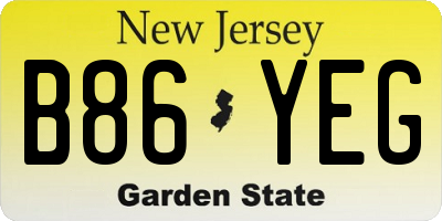 NJ license plate B86YEG