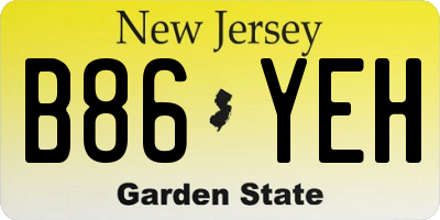 NJ license plate B86YEH