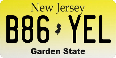 NJ license plate B86YEL