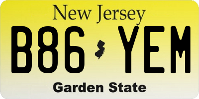 NJ license plate B86YEM