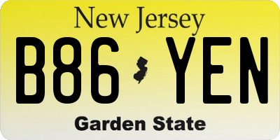NJ license plate B86YEN