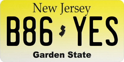 NJ license plate B86YES