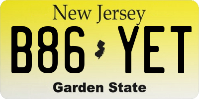 NJ license plate B86YET