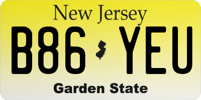 NJ license plate B86YEU